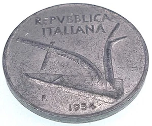 World Coin: 1954 Italy - 10 lire - Circulated (SKU 69) - Picture 1 of 4