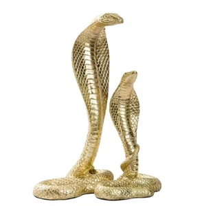 Art Deco Revival Golden King Cobra Schlangen Aufzucht Schlange inspiriert Figuren NEU - Bild 1 von 1