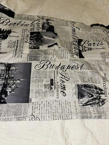 Alamode Home Reversible Cotton Black White Passport Cities Shams Standard UK EUC - Picture 1 of 10