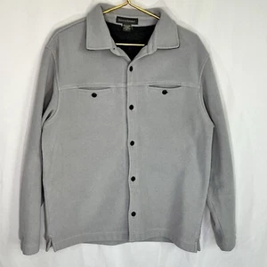 Banana Republic Hombres Camisa Chaqueta con Cuello Polar Talla Mediana Gris Claro - Imagen 1 de 3