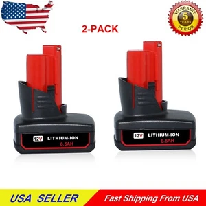 2x 12V For Milwaukee M12 Lithium ion XC 6.5 Extended Capacity Battery 48-11-2460 - Picture 1 of 6