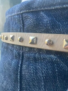 J. Crew Brown Skinny Leather Studded Women's Belt, Size Medium - Picture 1 of 5