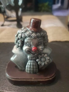 De colección GEORGE GOOD Payaso Peltre Metal Pisapapeles Estatuilla Estatua Base Madera - Imagen 1 de 2