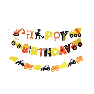 2 Pcs Construction Car Pulls Flag Child Letter Banner Vehicle Party - Picture 1 of 12