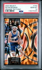 2023-24 Panini Select Premier Level Devin Booker Orange Tectonic Prizm PSA 10 - Foto 1 di 2