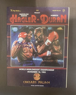 Marvelous Marvin Hagler vs Roberto Duran 1983 Program Signed By Duran - Image 1 of 2