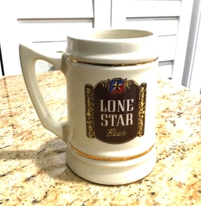 1942 LONE STAR BIERKRUG LONE WERBUNG LOGO TEXAS KERAMIK BIERKRUG - Bild 1 von 3