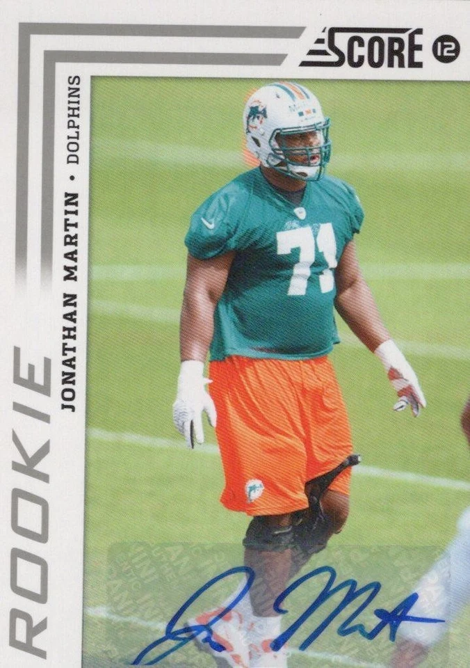 2012 Score Signatures Auto #338 Jonathan Martin Dolphins - Image 1 of 1