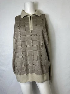 Star and Wool Yachting 1/4 Zip Tan Sweater Mens Size L Dadcore Preppy - Picture 1 of 4