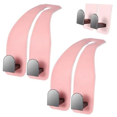 Ganchos de coche para reposacabezas, organizador de almacenamiento de respaldo de asiento de coche de cuero rosa - paquete de 2 Foto 1 de 4