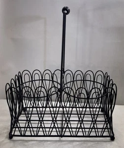 VTG Country Metal Garden Basket Scalloped Overlap Double Potted Plant Caddy - Picture 1 of 10