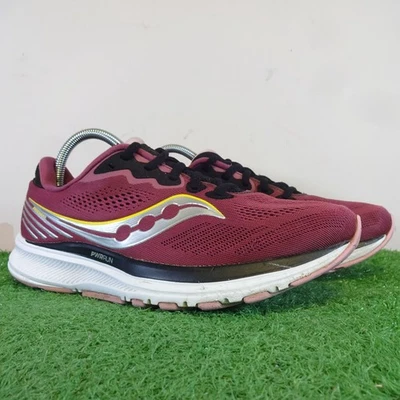 Saucony Trainers Size 7 Womens Red Ride 14 PwrRun Mesh Outdoor Gym Running Shoes - Image 1 of 4