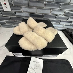 Saint Laurent Hausschuhe Elfenbein Lammfell Bleach Größe 38 gebraucht - Bild 1 von 15