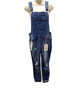 Wax Jeans Women/Juniors Ankle Length Skinny Leg Rolled Cuff Denim Overalls Large - Picture 1 of 9