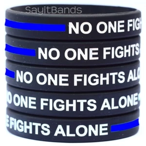 Lote de pulseras de silicona para policía de silicona de línea azul delgada que nadie lucha solo - Imagen 1 de 9
