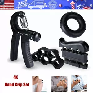 4Pack Hand Grip Strengthener Strength Gripper Exerciser Therapy Forearm Trainer - Picture 1 of 7