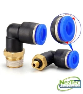 Pneumatik Winkel Steckverschraubung Druckluftanschluss 4-12mm M5 1/8 1/4 3/8 - Bild 1 von 23