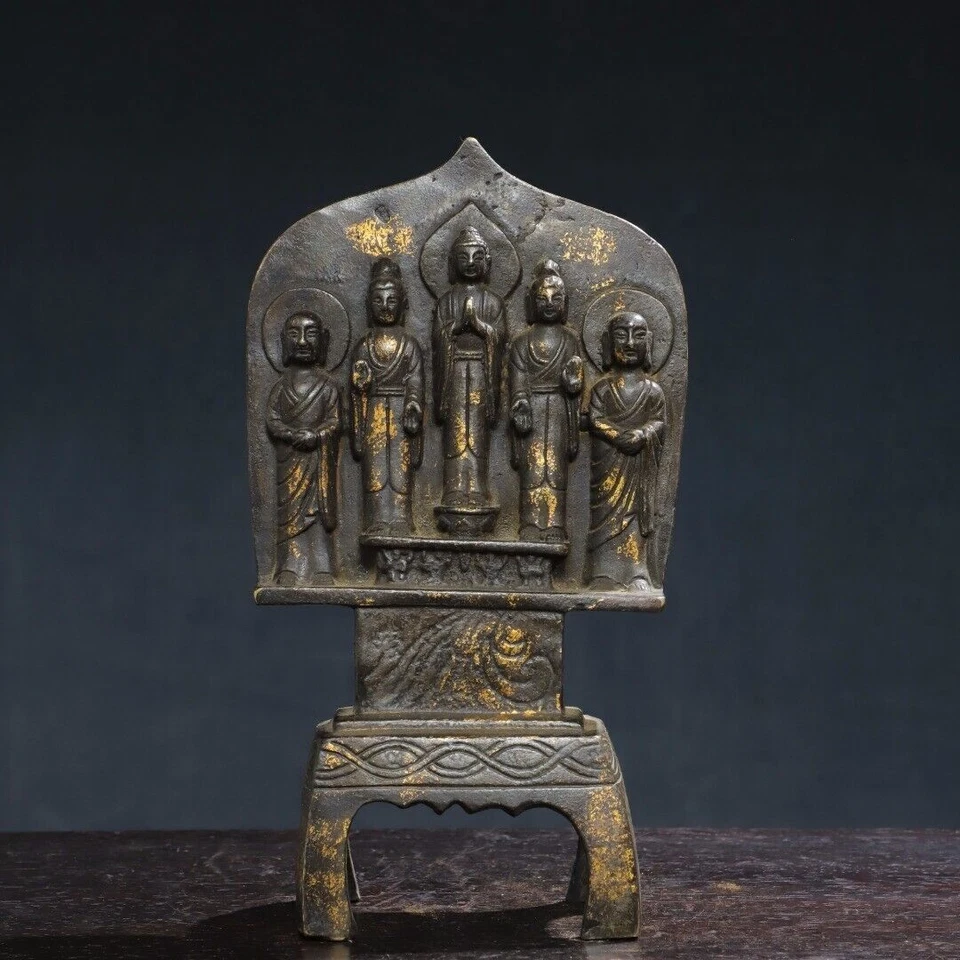 Rare Old Tibet Bronze Buddhism Five Buddhas Shakyamuni statues - Image 1 of 4