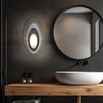 Lampada Da Parete LED Alluminio Argento Vetro Faretto Muro Soggiorno 16x28x5,5cm - Immagine 1 di 4