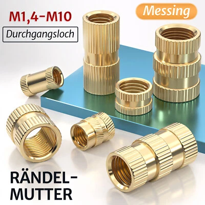 Einpressmutter M1,4 - M10 Einschlagmutter Rändelmutter Gewindeeinsatz, Messing - Bild 1 von 4
