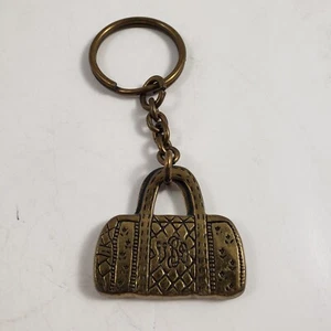 Vintage Keychain Brass Purse with Flowers Stitching Design Brass Keyring - Picture 1 of 6