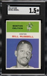 1961 FLEER #38 BILL RUSSELL VINTAGE HALL OF FAME CELTICS BASKETBALL CARD SGC 1.5 - Picture 1 of 2