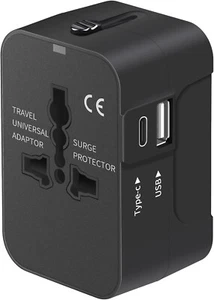 Travel Adapter with USB C, Universal All in One Worldwide Travel Adapter Power - Picture 1 of 7
