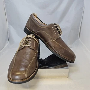 Sandro Moscoloni Size 12D Pebbled Leather Derby Shoe Stitch Preppy Brown Brazil  - Picture 1 of 9