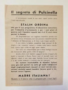 IL SEGRETO DI PULCINELLA volantino di propaganda RSI, Rep. Sociale 08-01-1944 - Foto 1 di 2