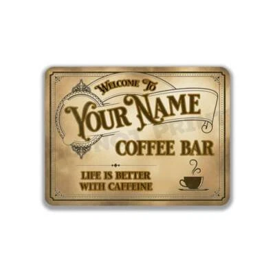 Personalized Coffee Bar Sign Vintage Old Light Café Metal Sign Coffee Shop - Image 1 of 4