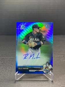 2017 Bowman Draft Riley Mahan Blue Refractor Auto /150 Marlins - Picture 1 of 2