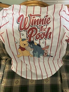 Disney Winnie The Pooh Größe 1XL Rot Pin gestreift Baseball Knopf Trikot Damen - Bild 1 von 5