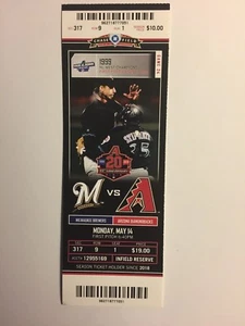 ARIZONA DIAMONDBACKS VS MILWAUKEE BREWERS MAY 14, 2018 TICKET STUB - Picture 1 of 1