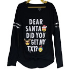 Justice Girls 10 Emoji Dear Santa CHRISTMAS Sequin Long Sleeve Black Tee T-Shirt