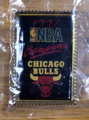 New-Old Stock Chicago Bulls NBA Basketball Team 1997 Champions MJ-Era Lapel Pin - Image 1 of 4
