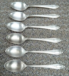 Set of Six (6) Vintage Art Deco EPNS Teaspoons - Picture 1 of 6