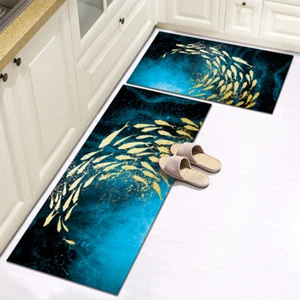 2pcs Anti-Slip Kitchen Mat Sea Fish Print Rugs Soft Floor Carpets 40*60+40*120cm - Picture 1 of 1