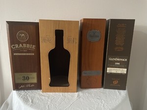 4 Single Malt Premium Whisky Boxes Tomatin Crabbies Glenfiddich Glendronach