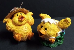 Vintage Pair of Yellow Chicks Breaking Easter Egg Holiday Decor 4.5" each - Picture 1 of 11