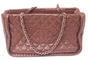 AUTHENTIC 2012 CHANEL ISTANBUL SOFT CAVIAR TOTE BURGUNDY LEATHER HANDBAG - Picture 1 of 12