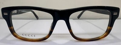 GUCCI occhiali da vista GG1080 nero e marrone rettangolare made in Italy glasses - Immagine 1 di 4