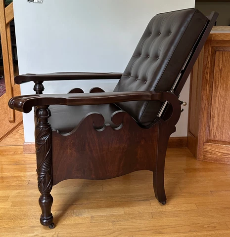 Antique Victorian Mahogany Leather Upholstered Morris Chair/Reclining Chair Cover