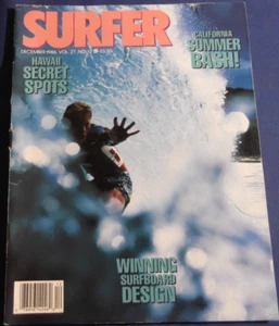 SURFER  MAGAZINE-DEC 1986  BRYCE ELLIS   HANS HEDEMANN  SHAPING SHORTS  -VINTAGE - Imagen 1 de 4