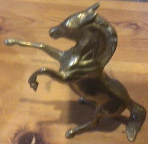Brass Rearing Horse Figurine - Picture 1 of 9