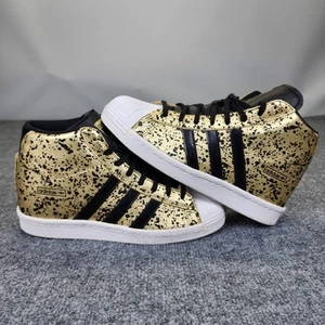 Adidas SUPERSTAR UP oro metallizzato nero splatter verniciato hi top M19507 taglia 9,5 - Foto 1 di 7