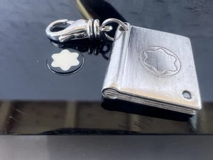 π΄ MONTBLANC ciondolo Argento 925 lingotto a libro piccolo diamante moschettone - Picture 1 of 7