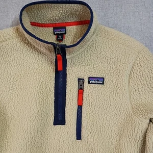Patagonia Damen XL Creme Sherpa Fleece Pullover Retro Jacke Outdoor Warm Lagenlook - Bild 1 von 16