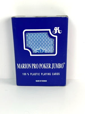 Marion Pro Poker Jumbo 100% Plástico Mazo Azul Taiwán Nuevo Sellado Foto 1 de 4