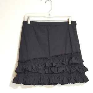 J.Crew Minirock schwarz 100 % Baumwolle Rüschensaum seitlicher Reißverschluss Größe 4 - Bild 1 von 7