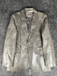 Vintage Sheplers 100% Leather Jacket Blazer - Gray - Men's Size 46 Long - Picture 1 of 12